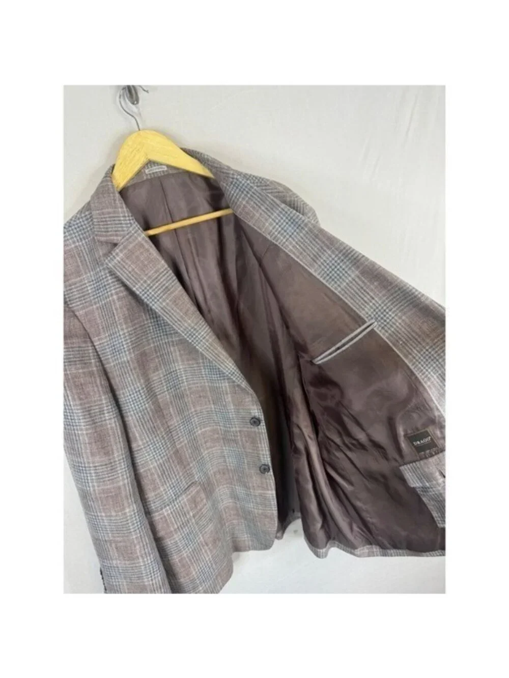 Joseph Abboud Heritage Mens 52R Plaid Blazer Drago Italian Linen Wool Sport Coat
